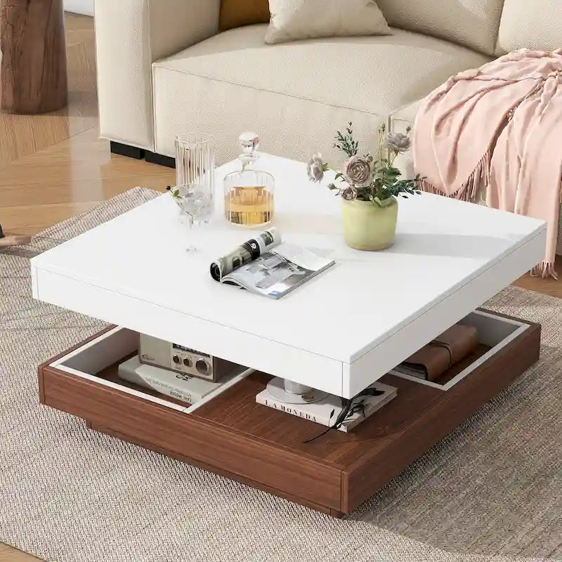 Modern Square Rotating Coffee Table