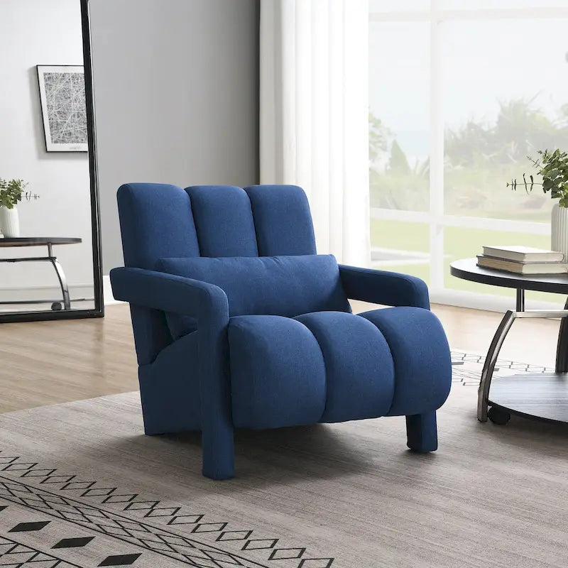 Navy Blue Modern 27.5   Accent Chair with Pillow