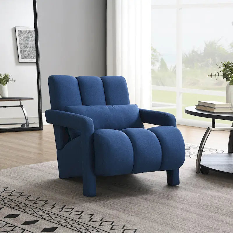 Navy Blue Modern 27.5   Accent Chair with Pillow