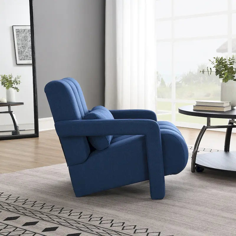 Navy Blue Modern 27.5   Accent Chair with Pillow