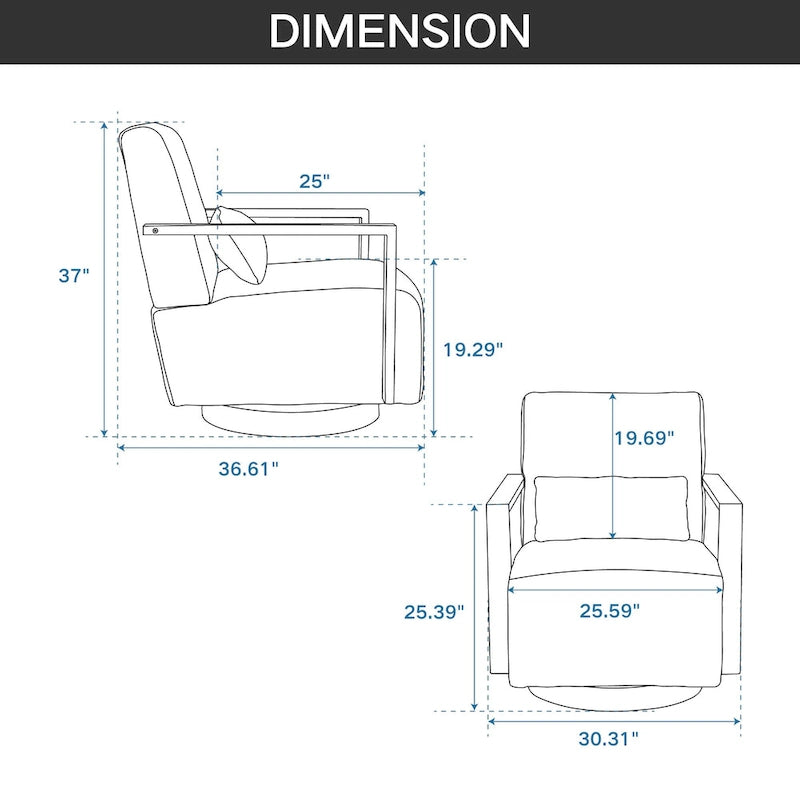 30.31   Linen Blend Upholstered 360 Swivel Accent Chair