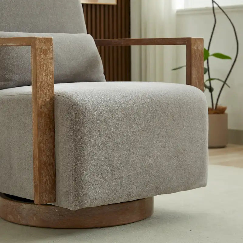 30.31   Linen Blend Upholstered 360 Swivel Accent Chair