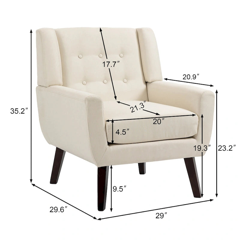 Set of 4 Accent Chairs Cotton Armchair for Living Room