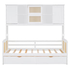 Twin Daybed with Storage Drawers, Cabinet, and Shelf, Sturdy Wood Construction