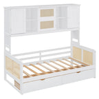 Twin Daybed with Storage Drawers, Cabinet, and Shelf, Sturdy Wood Construction