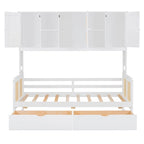 Twin Daybed with Storage Drawers, Cabinet, and Shelf, Sturdy Wood Construction