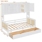 Twin Daybed with Storage Drawers, Cabinet, and Shelf, Sturdy Wood Construction
