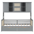 Twin Daybed with Storage Drawers, Cabinet, and Shelf, Sturdy Wood Construction