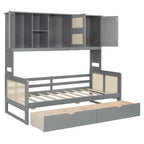 Twin Daybed with Storage Drawers, Cabinet, and Shelf, Sturdy Wood Construction