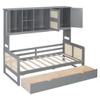 Twin Daybed with Storage Drawers, Cabinet, and Shelf, Sturdy Wood Construction