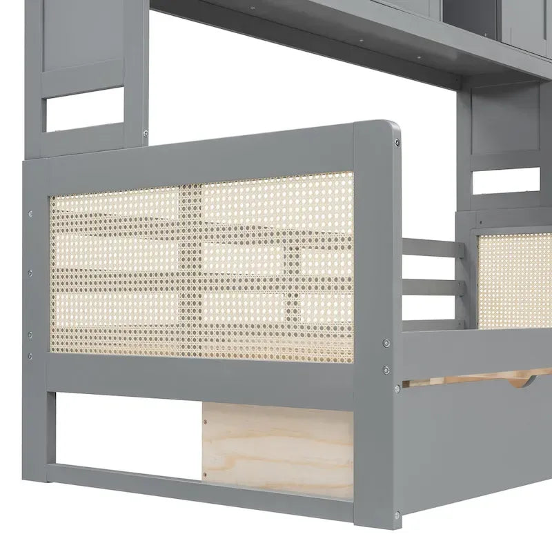 Twin Daybed with Storage Drawers, Cabinet, and Shelf, Sturdy Wood Construction