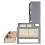 Twin Daybed with Storage Drawers, Cabinet, and Shelf, Sturdy Wood Construction