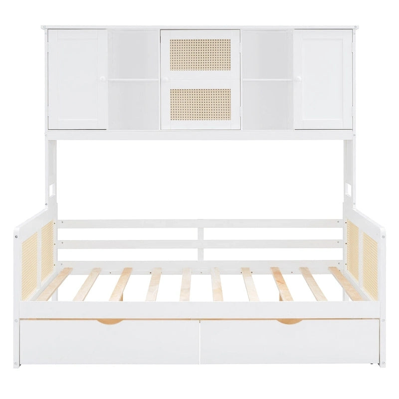 Twin Daybed with Storage Drawers, Cabinet, and Shelf, Sturdy Wood Construction