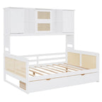 Twin Daybed with Storage Drawers, Cabinet, and Shelf, Sturdy Wood Construction