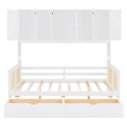 Twin Daybed with Storage Drawers, Cabinet, and Shelf, Sturdy Wood Construction