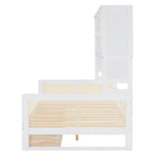 Twin Daybed with Storage Drawers, Cabinet, and Shelf, Sturdy Wood Construction