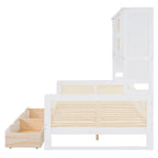 Twin Daybed with Storage Drawers, Cabinet, and Shelf, Sturdy Wood Construction