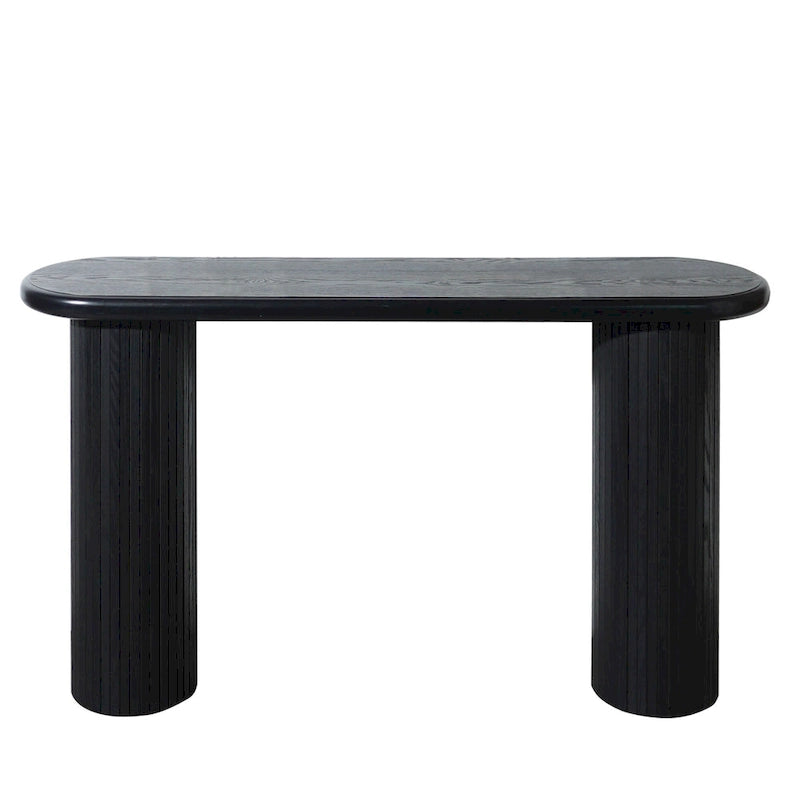 60   Wood Console Table with Ribbed Legs