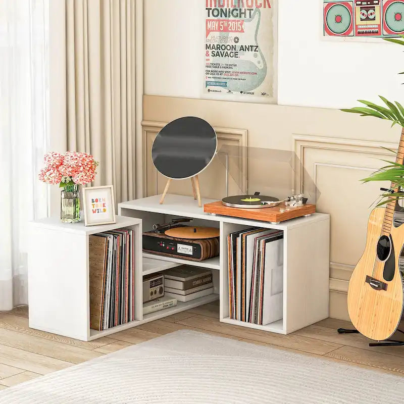 Costway 2 PCS Adjustable TV Stands with Storage Cubes for TVs up to 55 - See Details