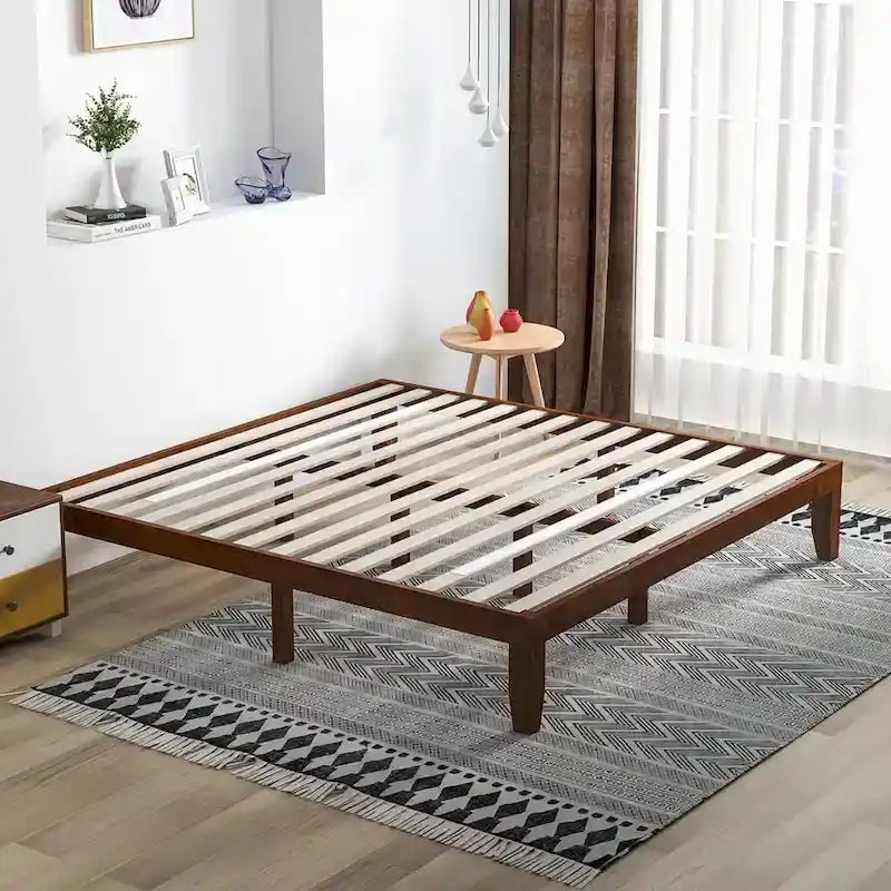 Costway King Size 14   Wooden Bed Frame Mattress Platform Wood Slats