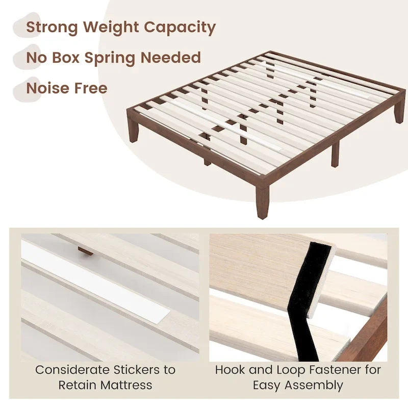 Costway King Size 14   Wooden Bed Frame Mattress Platform Wood Slats
