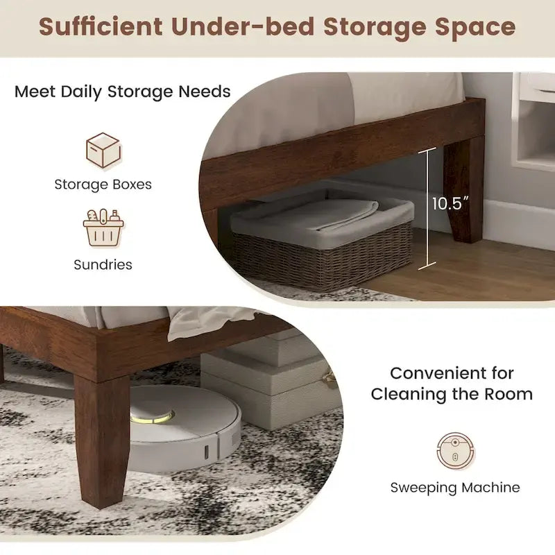 Costway King Size 14   Wooden Bed Frame Mattress Platform Wood Slats