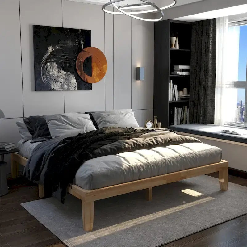 Costway King Size 14   Wooden Bed Frame Mattress Platform Wood Slats