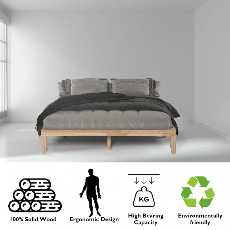 Costway King Size 14   Wooden Bed Frame Mattress Platform Wood Slats