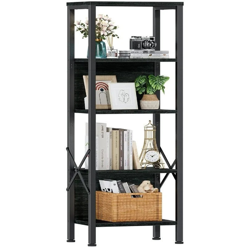 5 Tier Tall Bookshelf - 14.9  D x 10.6  W x 55.1  H