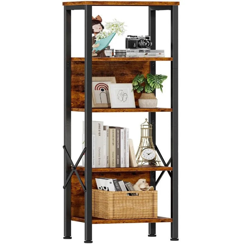 5 Tier Tall Bookshelf - 14.9  D x 10.6  W x 55.1  H