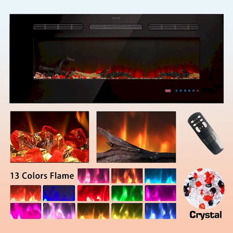 VECELO 70   Rustic TV Stand without/with Fireplace Heater(2 Options),Media Entertainment Center Table with Storage Shelves