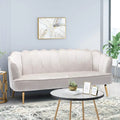 Velvet Channel Stitched 3-seater Sofa with Metal Legs
