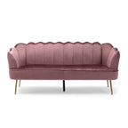 Velvet Channel Stitched 3-seater Sofa with Metal Legs