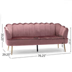 Velvet Channel Stitched 3-seater Sofa with Metal Legs
