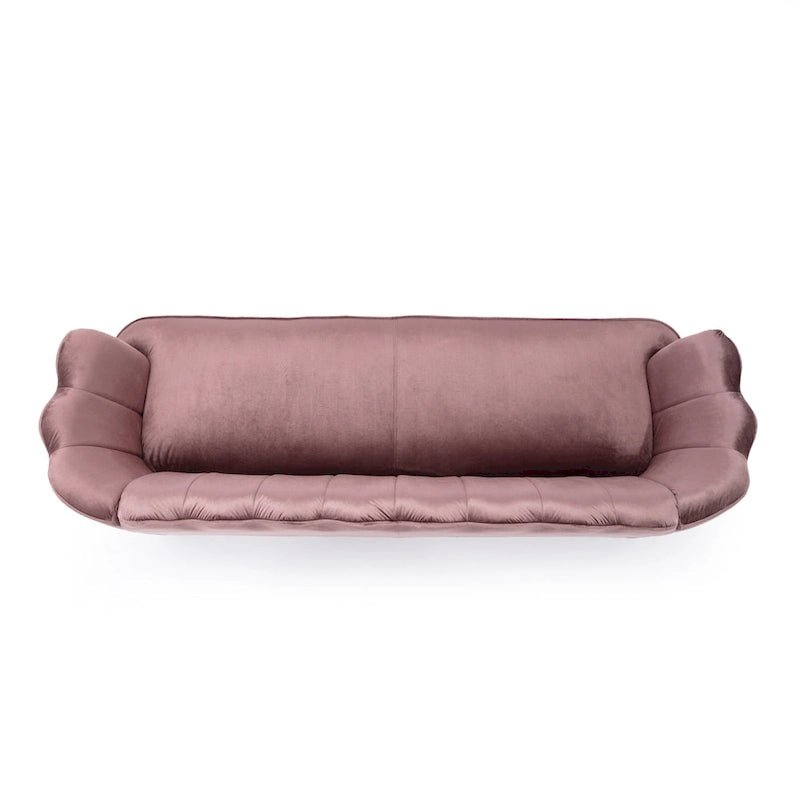 Velvet Channel Stitched 3-seater Sofa with Metal Legs