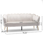 Velvet Channel Stitched 3-seater Sofa with Metal Legs