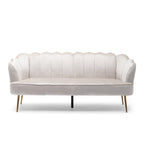 Velvet Channel Stitched 3-seater Sofa with Metal Legs