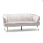 Velvet Channel Stitched 3-seater Sofa with Metal Legs