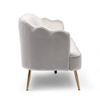 Velvet Channel Stitched 3-seater Sofa with Metal Legs