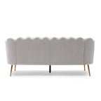 Velvet Channel Stitched 3-seater Sofa with Metal Legs