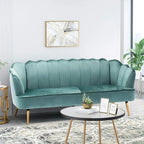 Velvet Channel Stitched 3-seater Sofa with Metal Legs