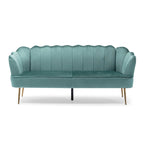 Velvet Channel Stitched 3-seater Sofa with Metal Legs