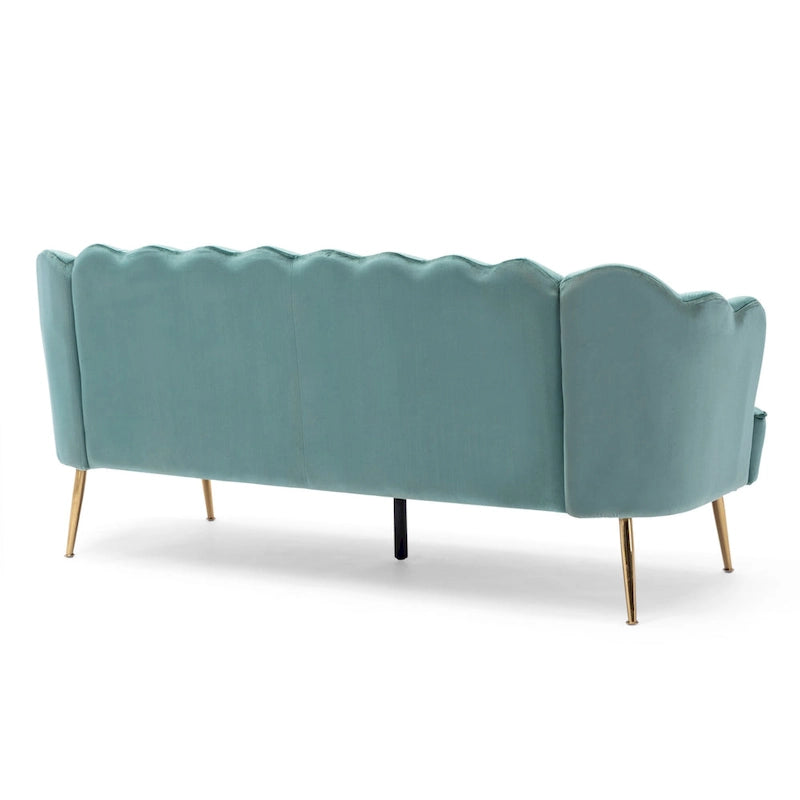 Velvet Channel Stitched 3-seater Sofa with Metal Legs