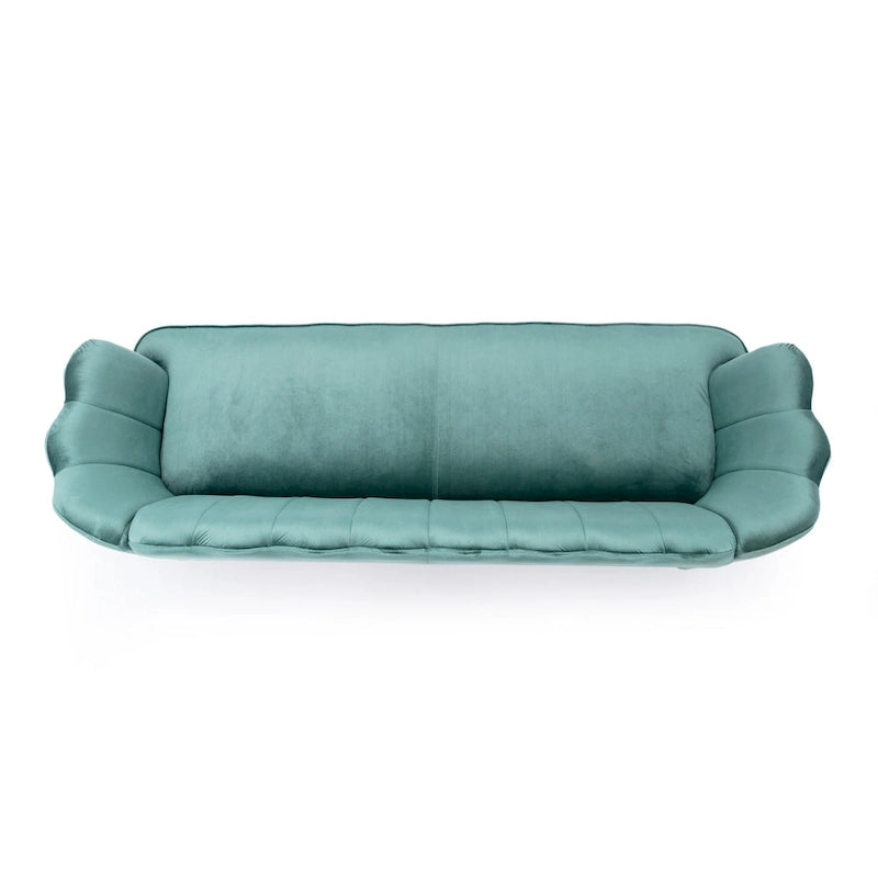 Velvet Channel Stitched 3-seater Sofa with Metal Legs