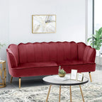Velvet Channel Stitched 3-seater Sofa with Metal Legs