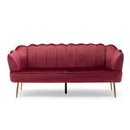 Velvet Channel Stitched 3-seater Sofa with Metal Legs