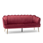 Velvet Channel Stitched 3-seater Sofa with Metal Legs