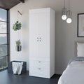 18.9   Modern Double-door Armoire with Two Bottom Drawers and Hanging Rod for Bedroom