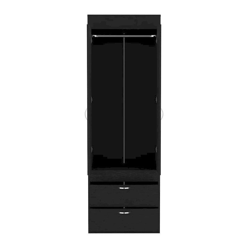 18.9   Modern Double-door Armoire with Two Bottom Drawers and Hanging Rod for Bedroom