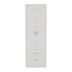 18.9   Modern Double-door Armoire with Two Bottom Drawers and Hanging Rod for Bedroom